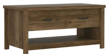 Hillsdale wood shelf lift up coffee table