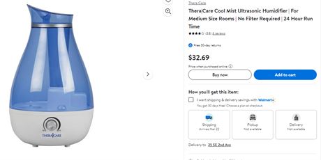 Theracare   Cool Mist Ultrasonic Humidifier