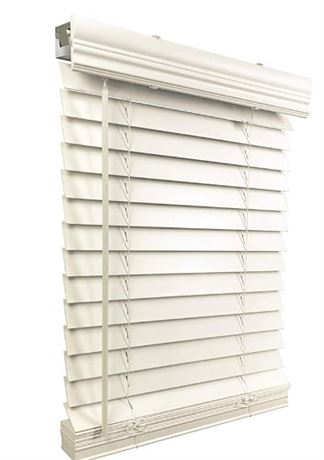 35"x64" Two Inch Faux Wood Blind, White
