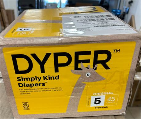 DYPER Simply Kind   Diapers, Remarkably Soft, Size 5, 45 Count