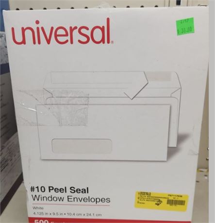 Universal #10 peel/seal envelopes, 500 ct