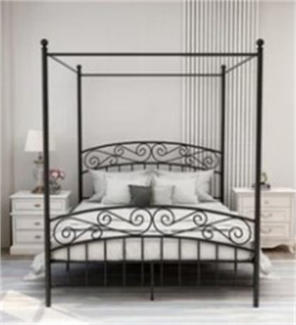 Metal Canopy Bed, TWIN