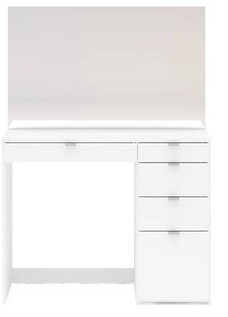Polifurniture Linden Modern Vanity Desk Table, White Finish