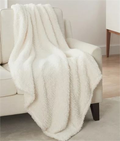 Mainstays Sherpa Throw Blanket, 50 X 60, Cream