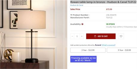 Rowan table lamp in bronze - Hudson & Canal TL0122
