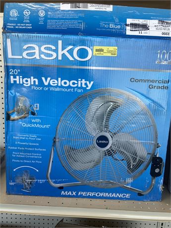 Lasko Commercial Grade 20" High Velocity floor or ceiling mount fan