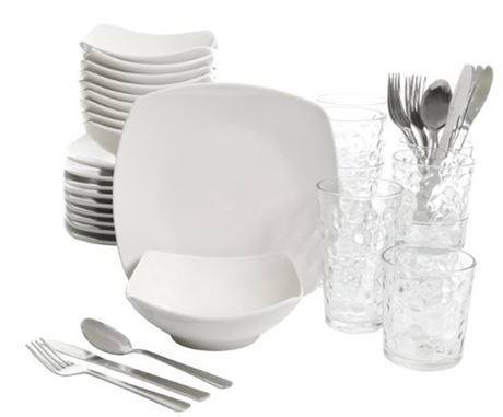 Gibson Home 48-Piece White Kitchen Basic Essentials Dinnerware Set