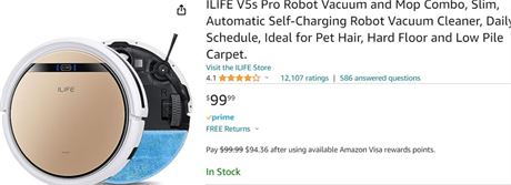 ILife V5s Pro Robot Vacuum and Mop Combo