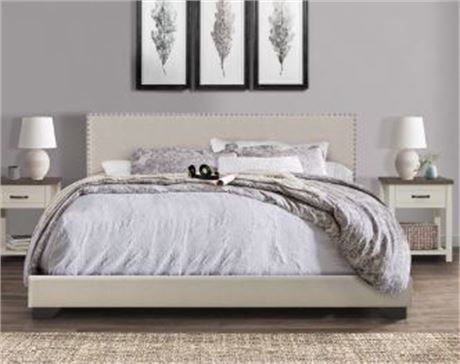 Willow King Upholstered Complete Bed, Fog, KING