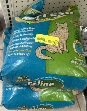 (2) 20 lb bags of Feline Fresh Pine Cat Litter