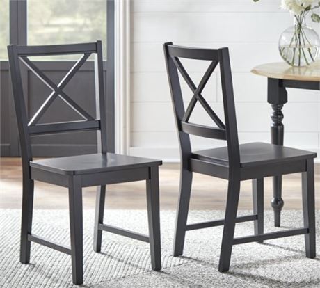 TMS Virginia Cross Back Chairs, SET OF 2, All Black