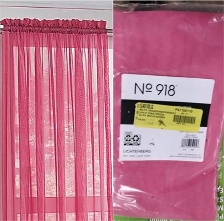 No. 918 Siren Voile Sheer Rod Pocket Curtain Panel, 59x63, Pink