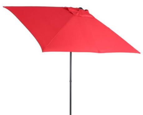 Mainstays 6 x 7.5 Rectangular Outdoor Market Patio Umbrella, Red