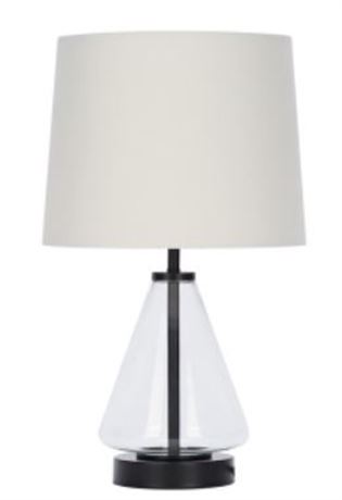 Glass with Black Table Lamp