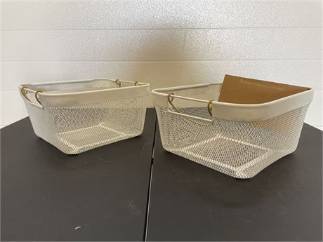 Lot of (2) 8"x8" White Wire Baskets
