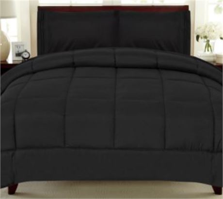 Sweet Home Collection Luxorious Oversized Down Alternative Comforter, BLACK , QU