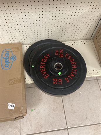 Set of (TWO) BalanceFrom Olympic Bumper Plate Weight Plate with Steel Hub,