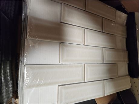Case of 6 sq ft Portico Pearl 3 in. x 6 in. Glossy Ceramic Stone Wall Tile. whit