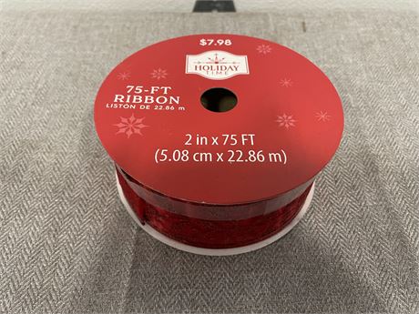 Holiday Time Red Glitter Scroll Ribbon, 2 x 75