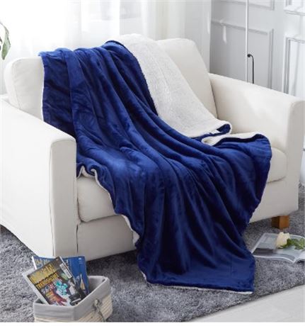 JML Sherpa Fleece Blanket, 50"x60", Blue