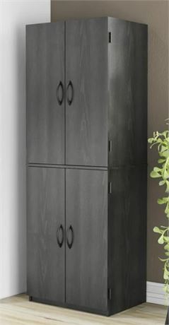 Mainstays 4-Door 5' Storage Cabinet, Black Oak 15.51 x 21.22 x 60.04