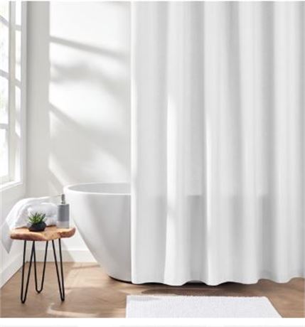 Gap Home Stitch Effect Jacquard Organic Cotton Shower Curtain, white, 72x72