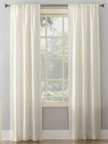Mainstays Textured Solid Rod Pocket Curtain Panel, 38 x 84, Cream