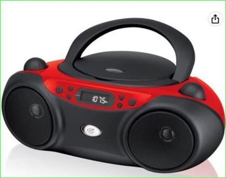 GPX CD Boombox, AM/FM, LED Display, BC232R, Red