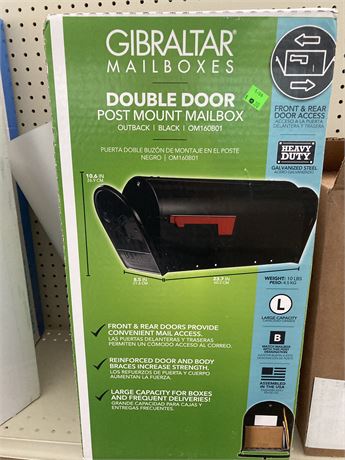 Gibraltar Double Door Post Mount Mailbox, Black