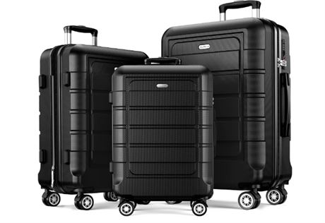 3 piece Hardsided Luggage, Black