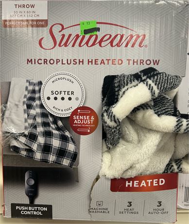 Sunbeam Microplush Heated Thrown, 50"x60"