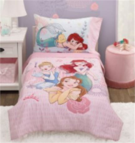 Disney Princess 4-Piece Toddler Bedding Set, Always Be Bold, Pink, Toddler Bed