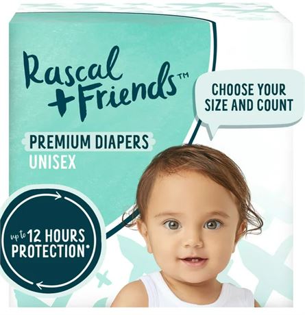 Rascals + Friend Size 2 diapers, 96 ct