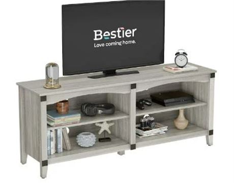Bestier Farmhouse TV Stand for TVs up to 65",Wash White