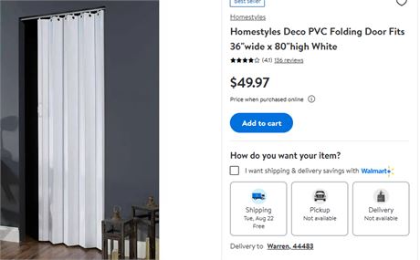 Home D�cor 24"-36" x 80" Acccoridan Door, White