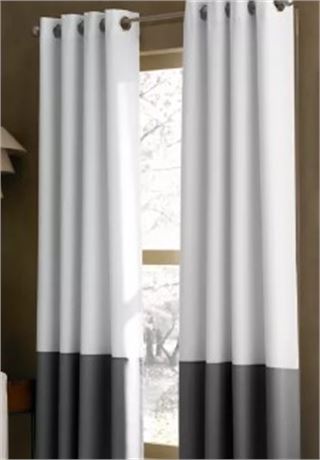 Lot of (THREE) Curtainworks Kendall Grommet Panel Curtains, 52"x84"/ea, gray/whi
