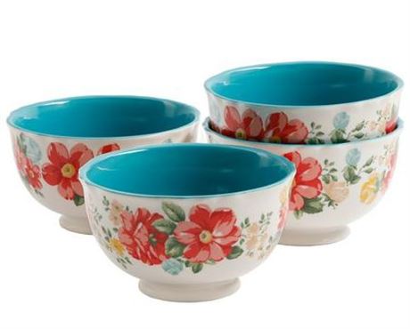 The Pioneer Woman Vintage Floral 4-piece 6 inc footed bowl set