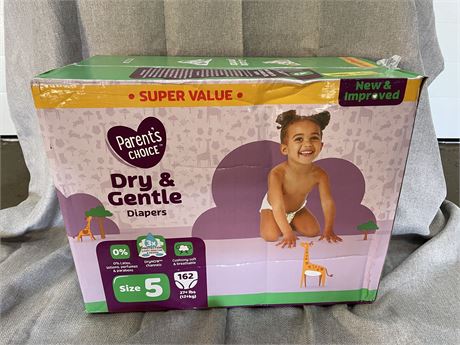 Parents Choice Dry & Gentle Diapers Size 5 - Super Value 162 Count