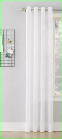 No. 918 Erica Crushed Sheer Voile Curtain Panel, 51x84, White