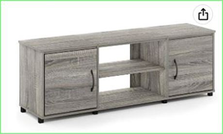 Montale 59 in. French Oak Grey TV Stand with Doors for TV up to 65 in.