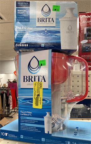 Brita 10 cup Pitcher with bonus Case of 6 replacement filters