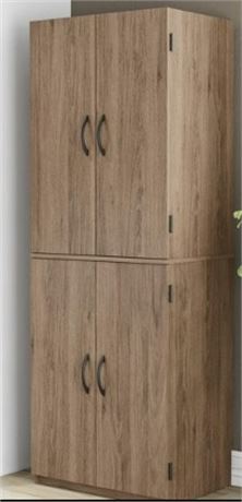 Mainstays 4-Door Storage Cabinet, Rustic Oak. 15.51 x 21.22 x 60.04 Inches