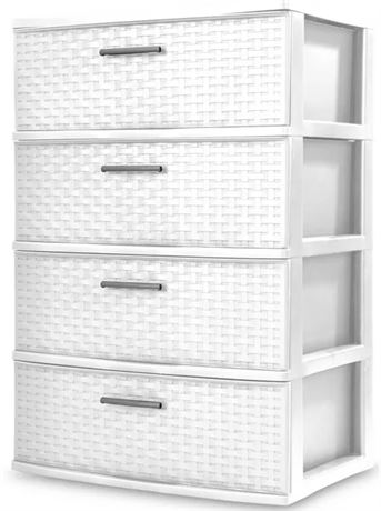 Sterilite Weave Wide 4 drawer Storage, 32"h x21w x 16"d
