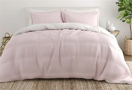 Reversible Down Alternative Comforter, Pink, King/Cal King