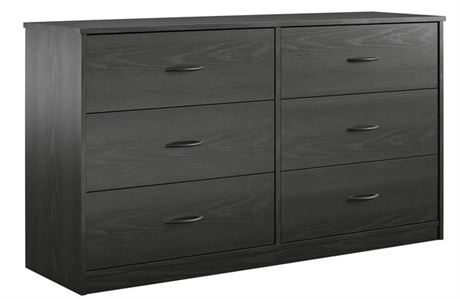 Mainstays Classic 6 drawer Dresser, Black Oak