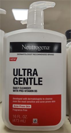 Lot of (4) Neutrogena 16 fl oz ultra gentle daily cleanser with pro-vitamin b5,