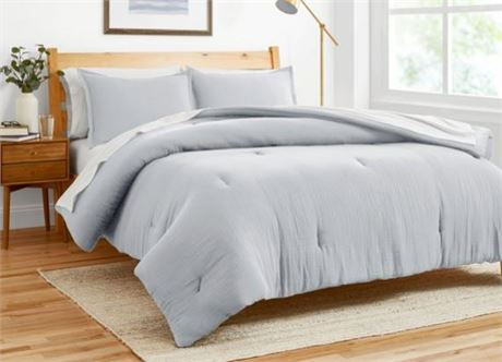 Gap Home Gauze Organic Cotton Comforter, Gray, Full/Queen