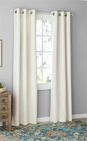 Mainstays Blackout Grommeted Curtain Panel Pair, Set of 2, White, 37 x 63