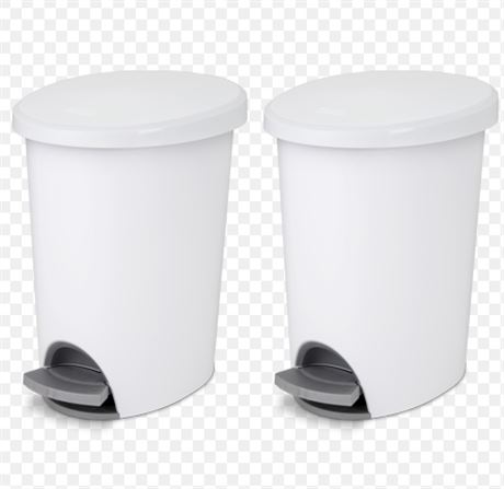Case of (TWO) Sterilite 1081 2.6 gal Step on Wastebaskets