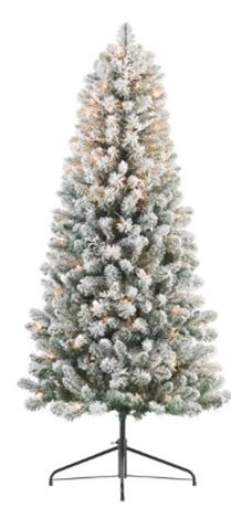 Holiday Time 6 foot Pre-Lit Flocked Stratford Half Christmas Tree